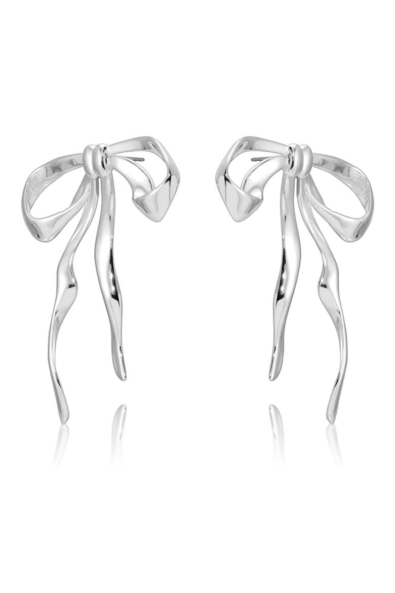Organic Bow Earrings, Main, color, SILVER