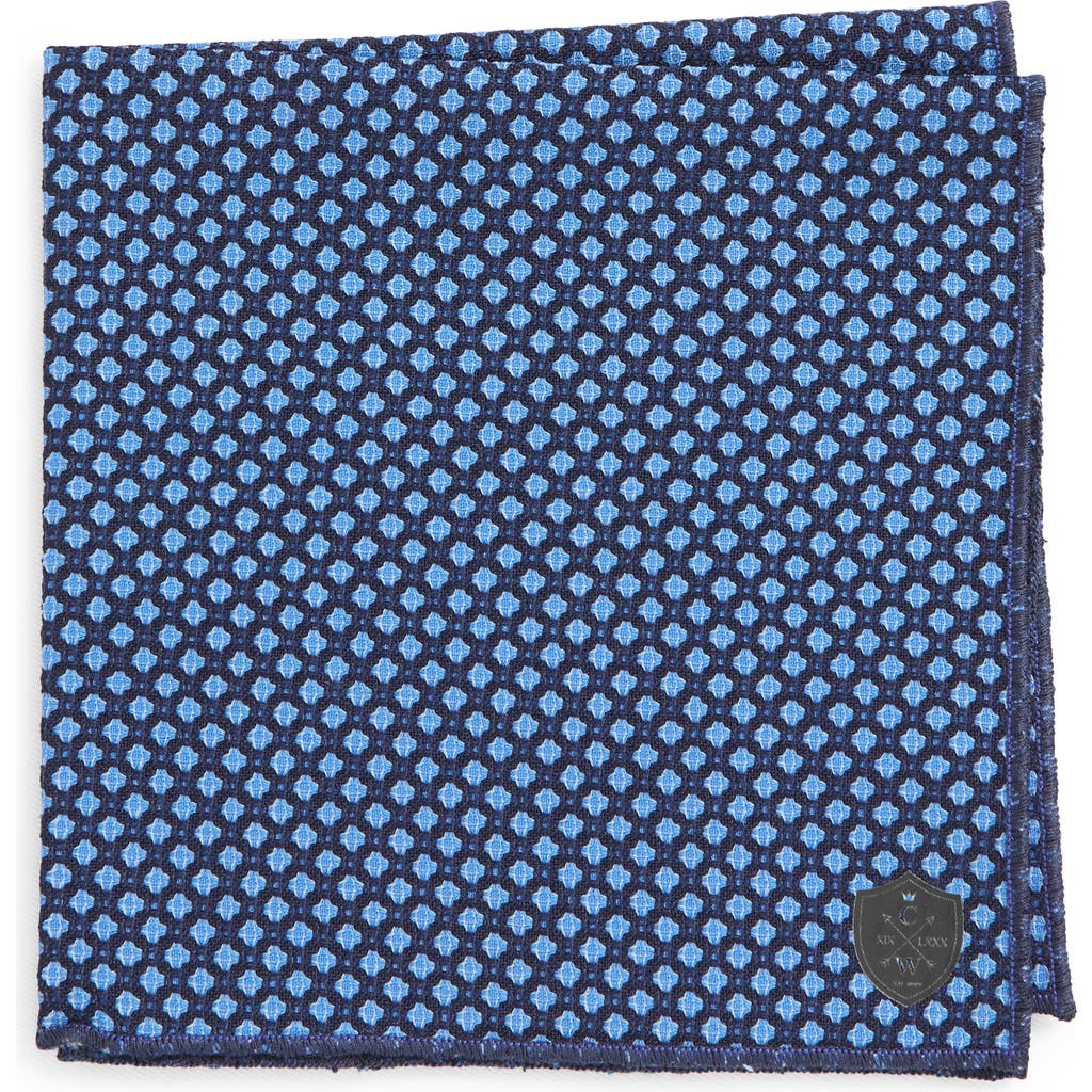 Clifton Wilson Diamond Jacquard Wool Pocket Square In Blue