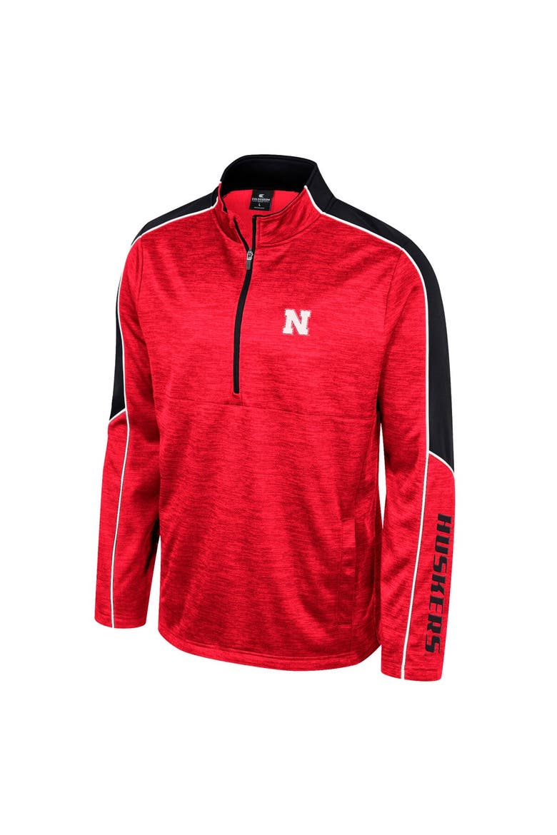 Men's Colosseum Red Nebraska Huskers Marled Half-Zip Jacket, Alternate, color, Red