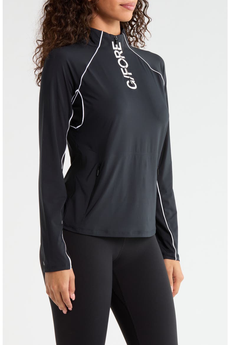 Contrast Mesh Silky Tech Quarter Zip Golf Top, Alternate, color, ONYX