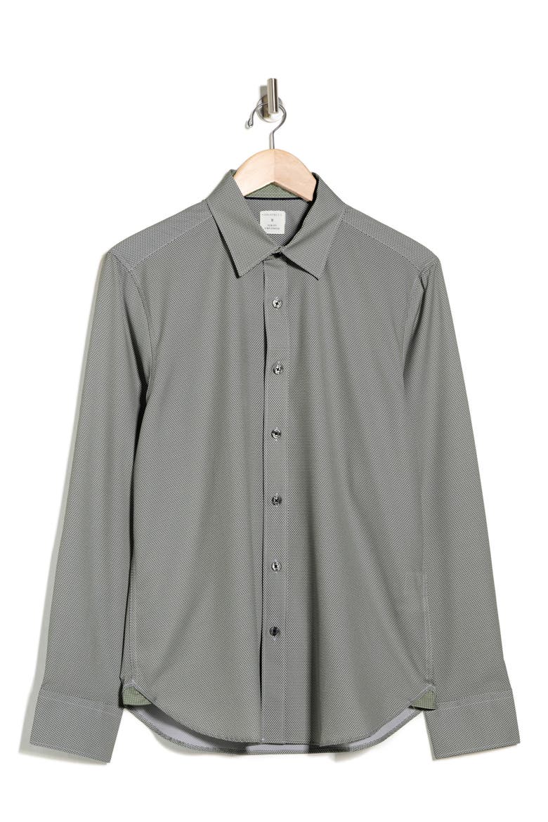 Slim Fit Geometric 4-Way Stretch Button-Up Shirt, Alternate, color, OLIVE