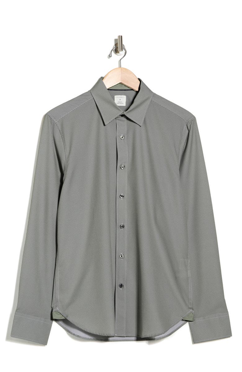 CONSTRUCT Slim Fit Geometric 4-Way Stretch Button-Up Shirt, Alternate, color, Olive