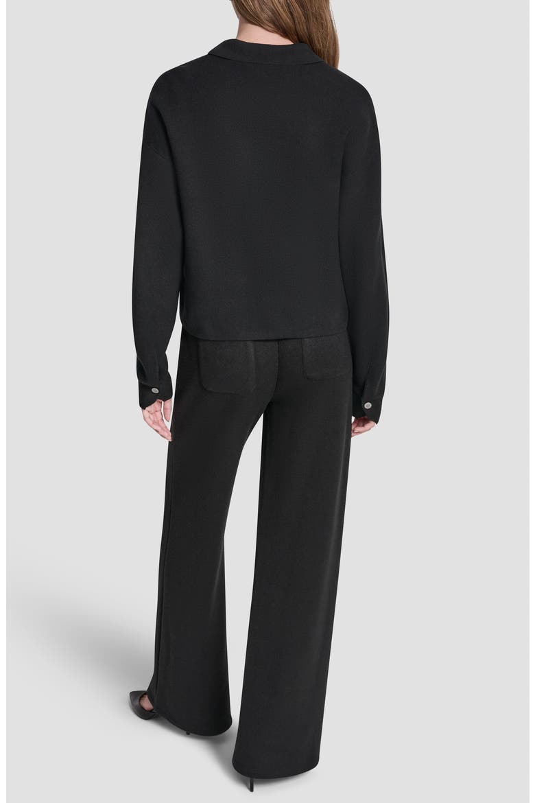 Collared Zip Cardigan, Alternate, color, BLACK