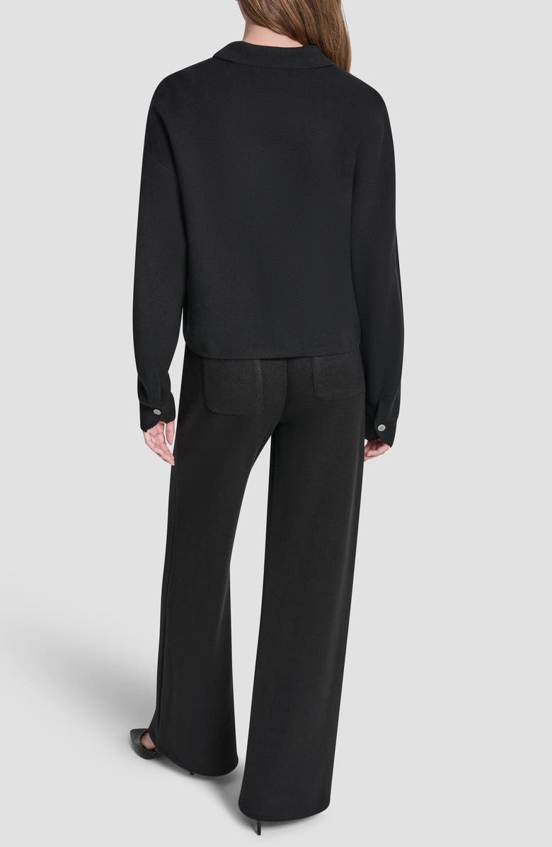 DKNY Collared Zip Cardigan, Alternate, color, Black