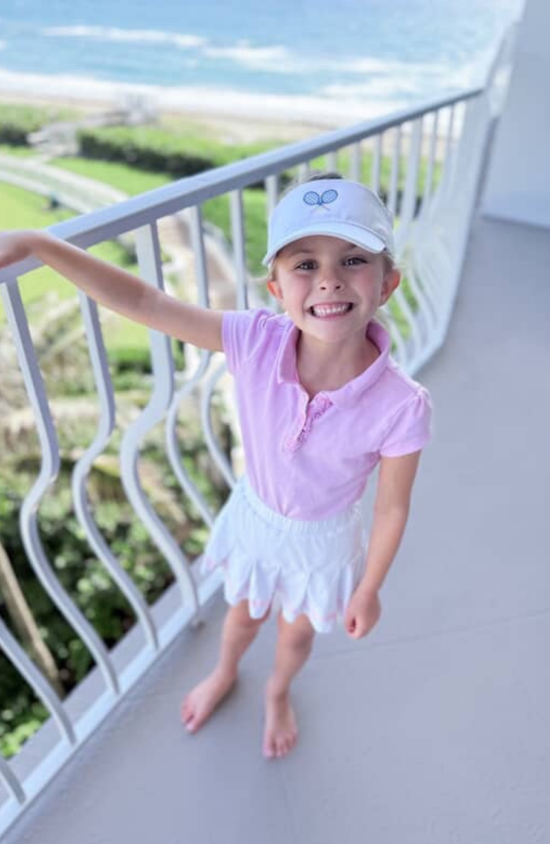 Bits & Bows Tennis Rackets Twill Bow Visor, Alternate, color, White