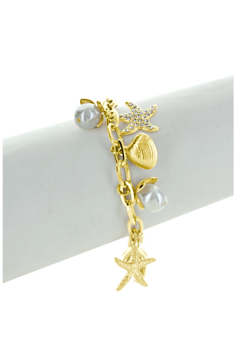 Mermaid Dreams Charm Bracelet, Alternate, color, GOLD / WHITE / CLEAR