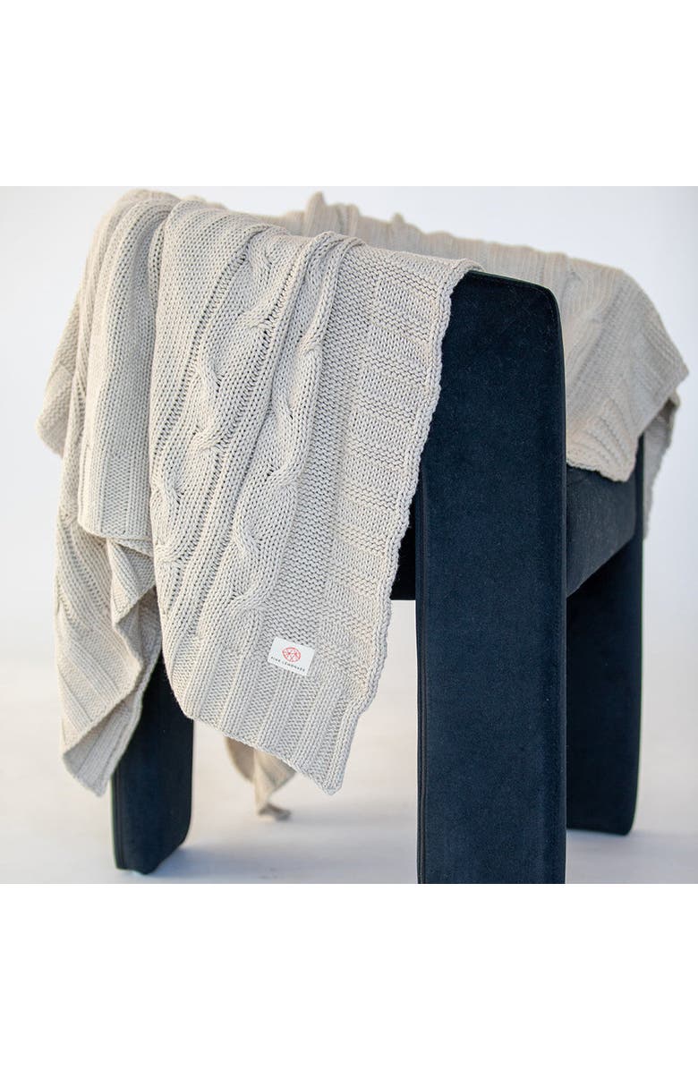 Pink Lemonade Tara Organic Cotton Throw Blanket, Alternate, color, Dark Grey