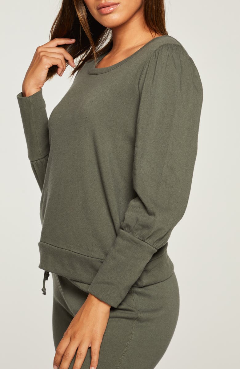 Chaser Puff Sleeve Cotton Knit Pullover Top, Alternate, color, 
