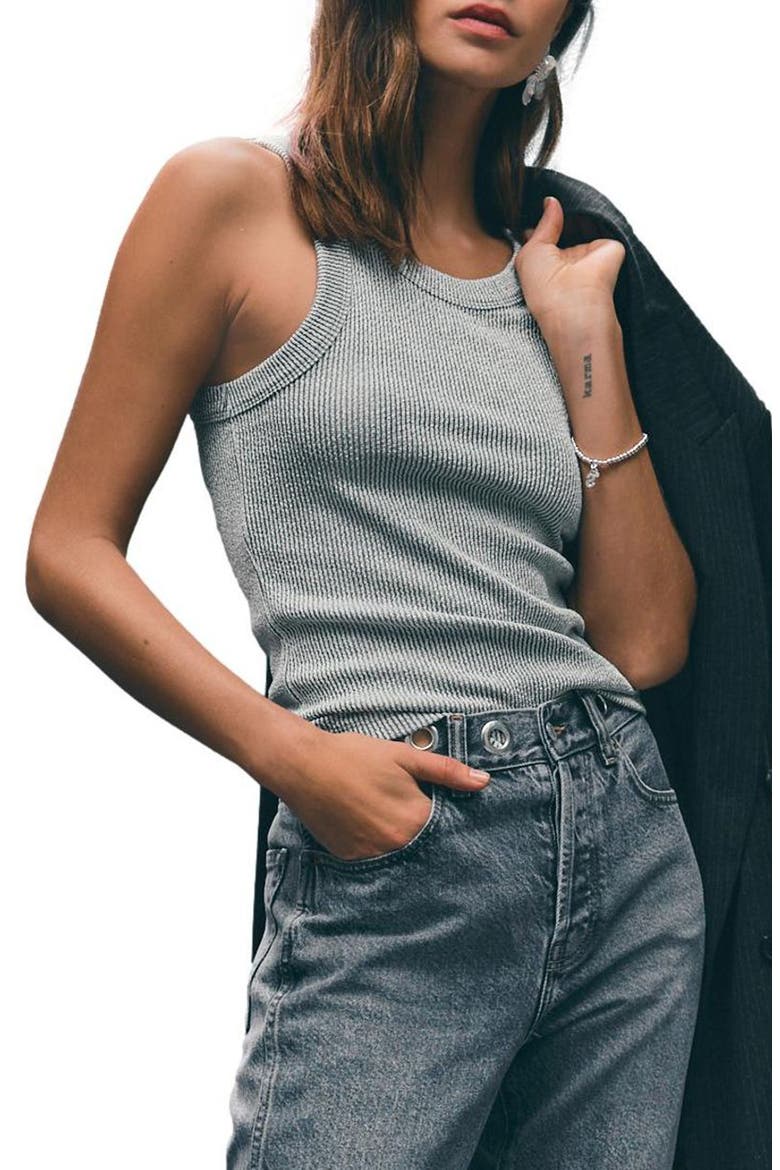 Glitter Tank Top, Main, color, SILVER