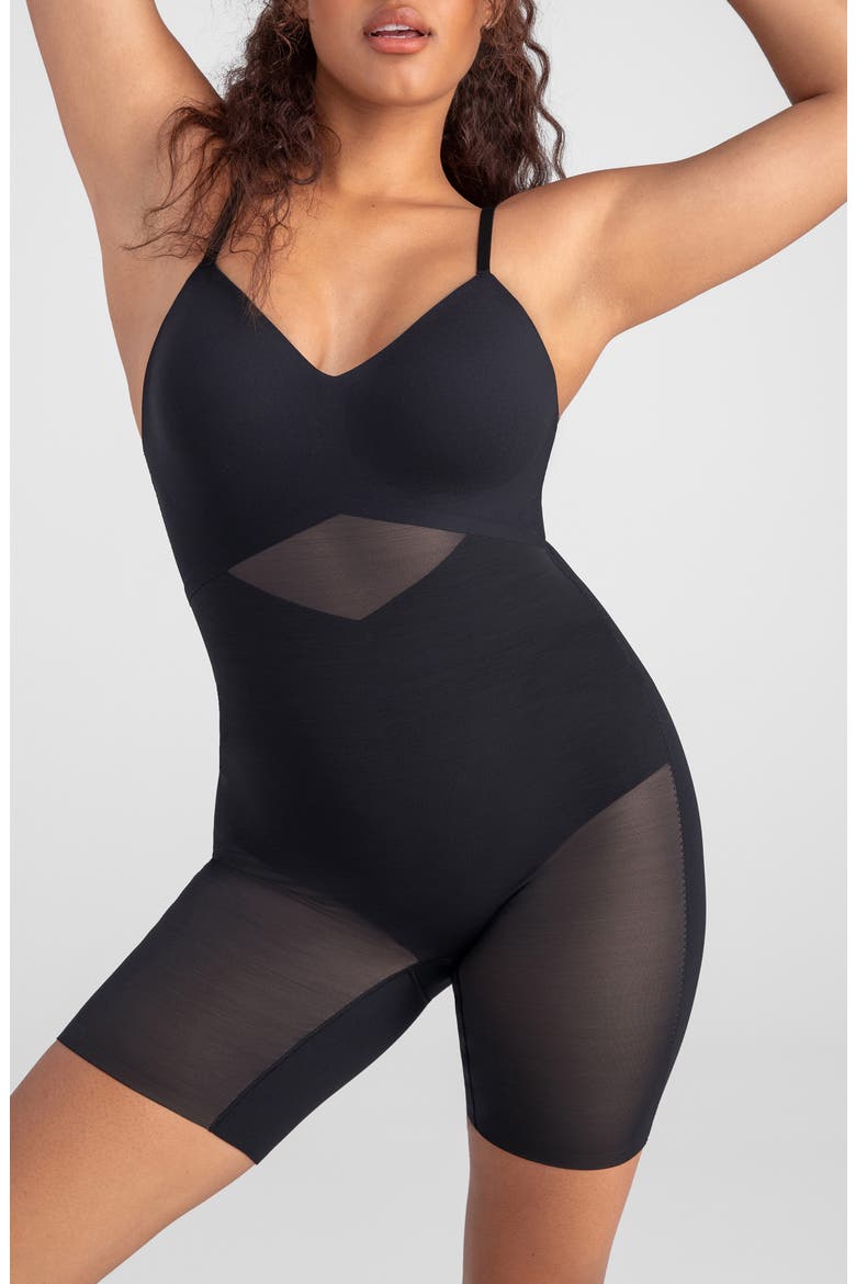 Low Back Mid Thigh Shaper Bodysuit, Main, color, RUNWAY