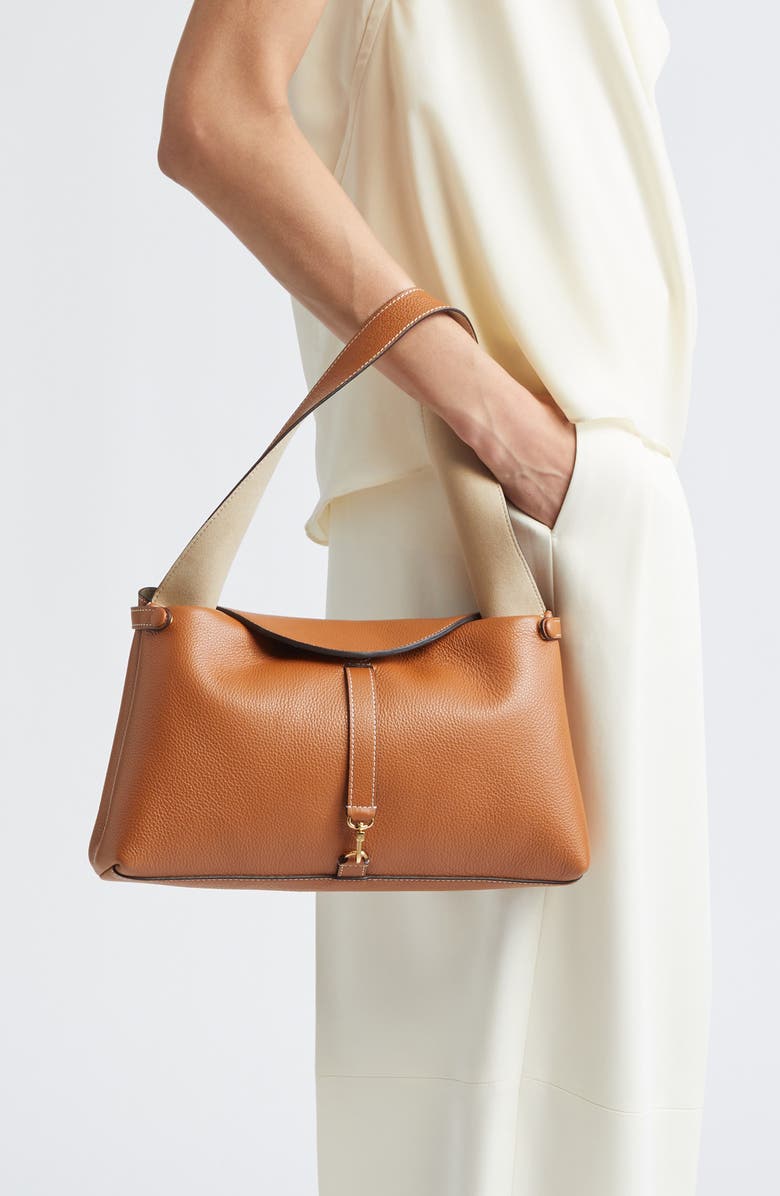 Ree Projects Florencia Soft Pebble Grain Leather Shoulder Bag, Alternate, color, Caramel