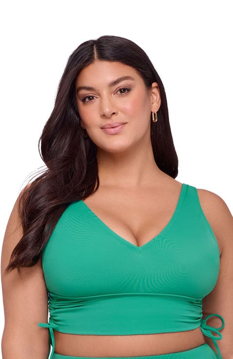 Supportive and Sculpting Cinched Adjustable Midkini Swimsuit Top