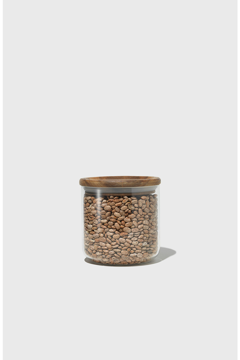 Glass Canisters, Alternate, color, Clear With Acacia Wood Lid