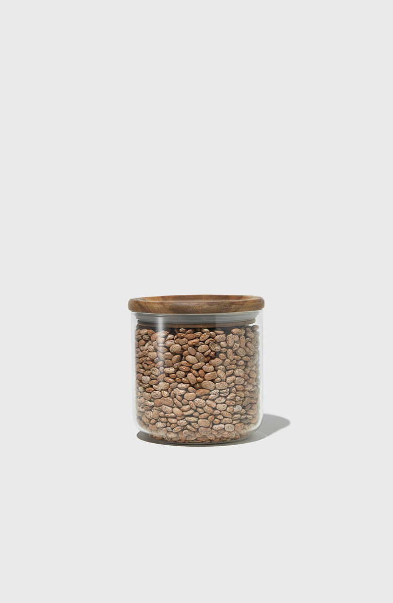 PUBLIC GOODS Glass Canisters, Alternate, color, Clear With Acacia Wood Lid