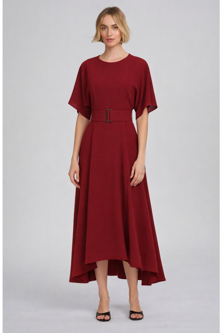 Belted Midi Dress, Main, color, WINE