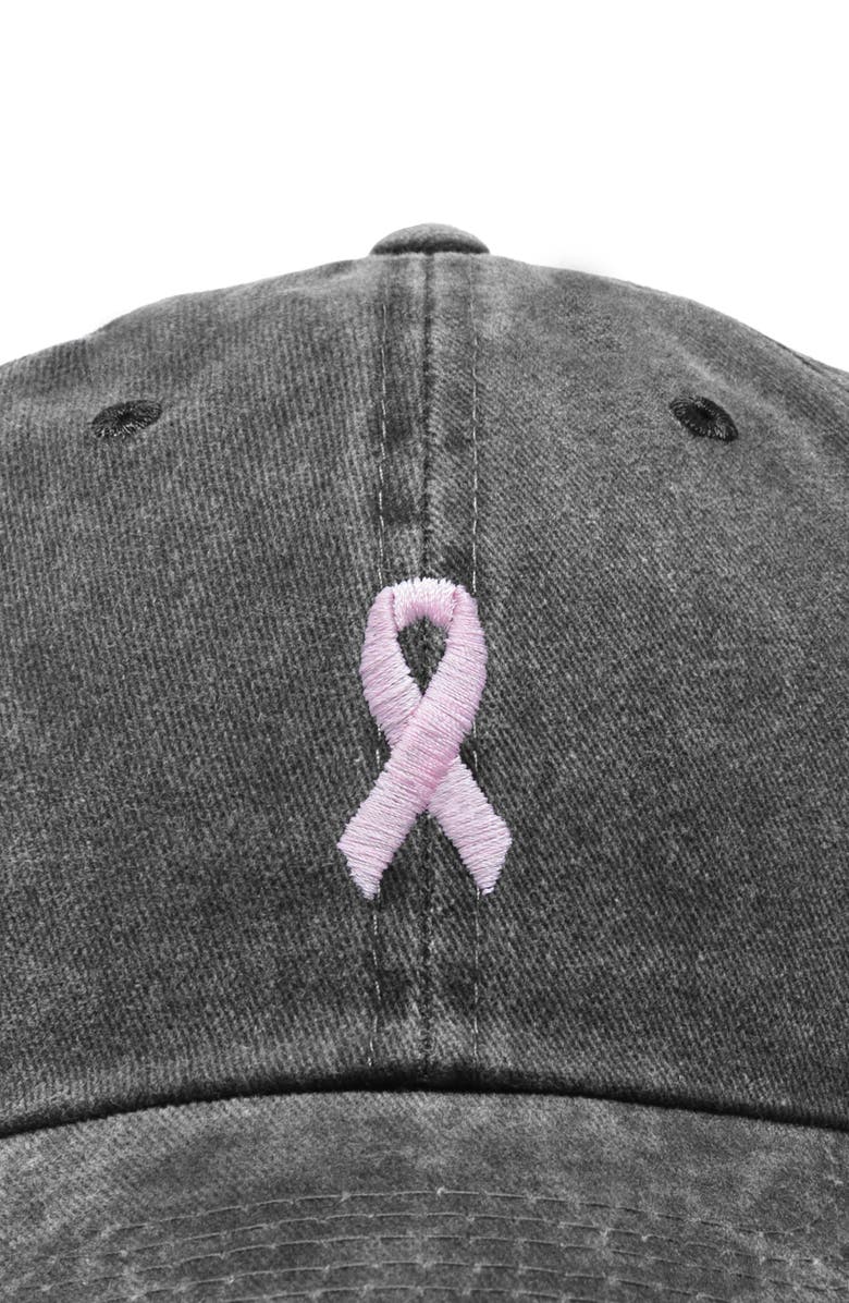 Dalix Pink Ribbon Dad Cap, Alternate, color, Washed Black