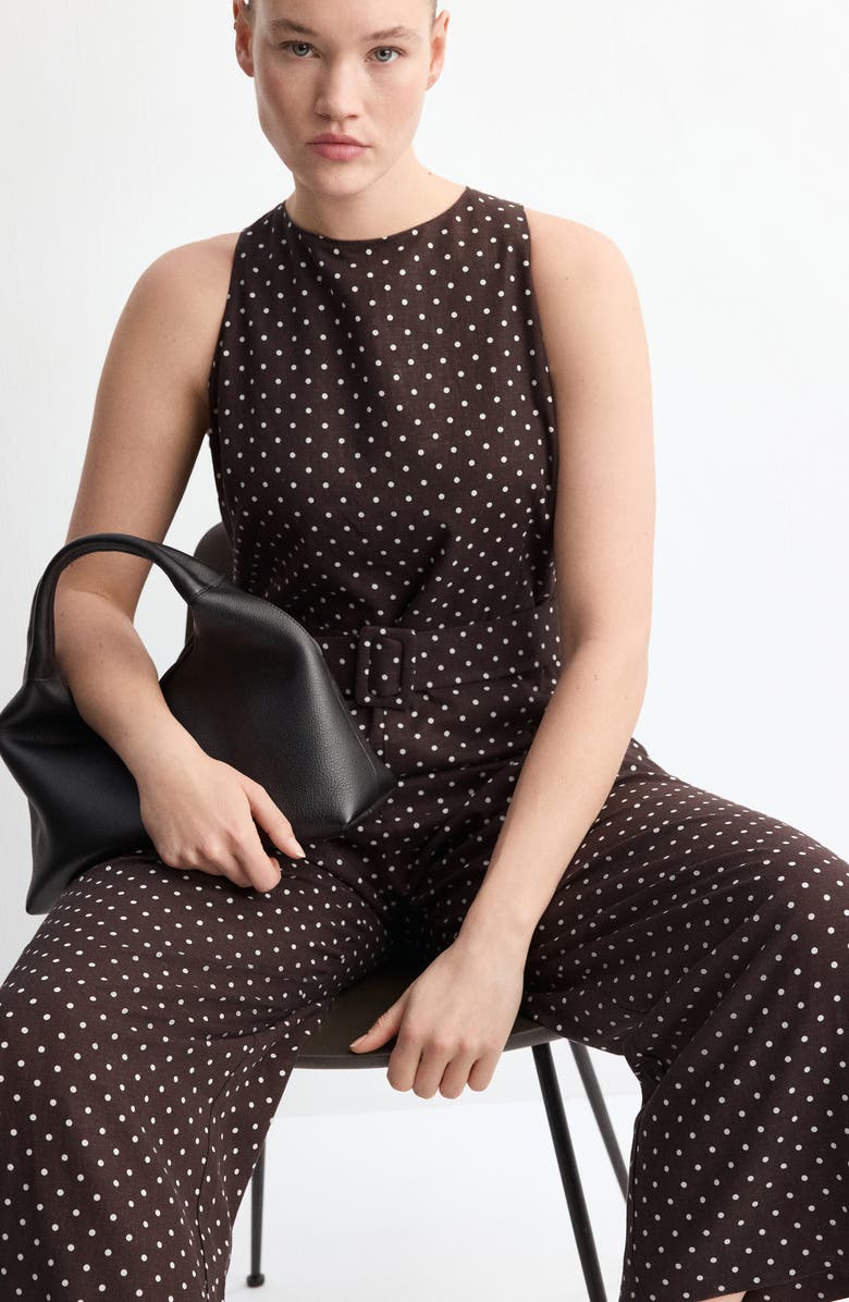 MANGO Polka Dot Sleeveless Wide Leg Jumpsuit, Alternate, color, 