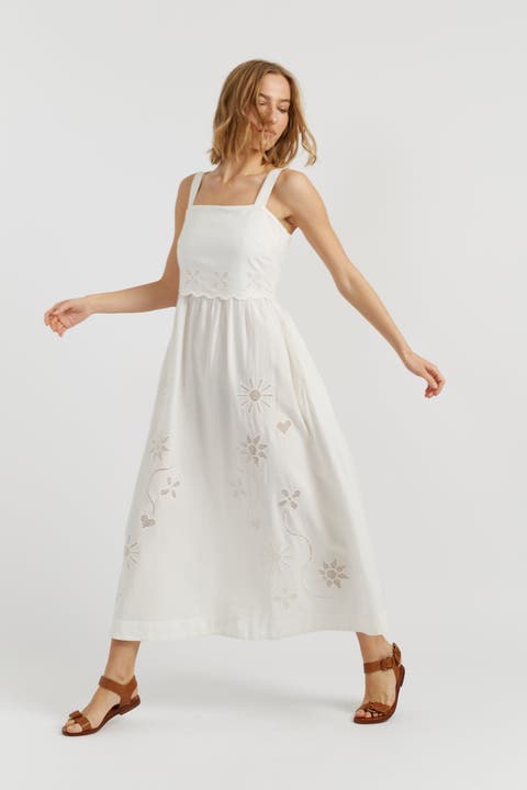 Sienna Linen-Blend Broderie Summer Dress