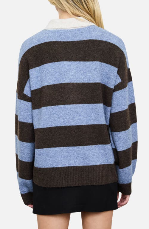 Blu Pepper Stripe Polo Sweater In Multi