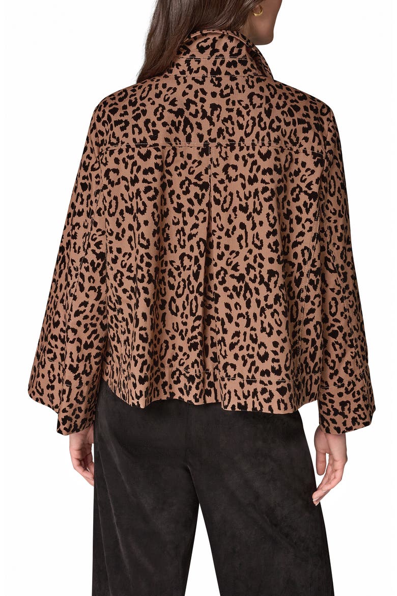 Flocked Leopard Print Trapeze Jacket, Alternate, color, CAMEL COMBO