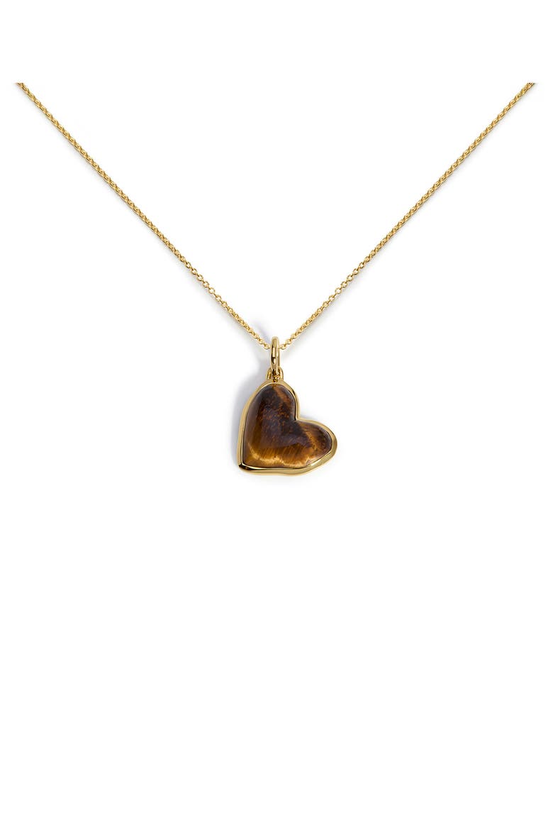 Tiger's Eye Heart Pendant Necklace, Main, color, 18K GOLD VERMEIL / TIGERS EYE