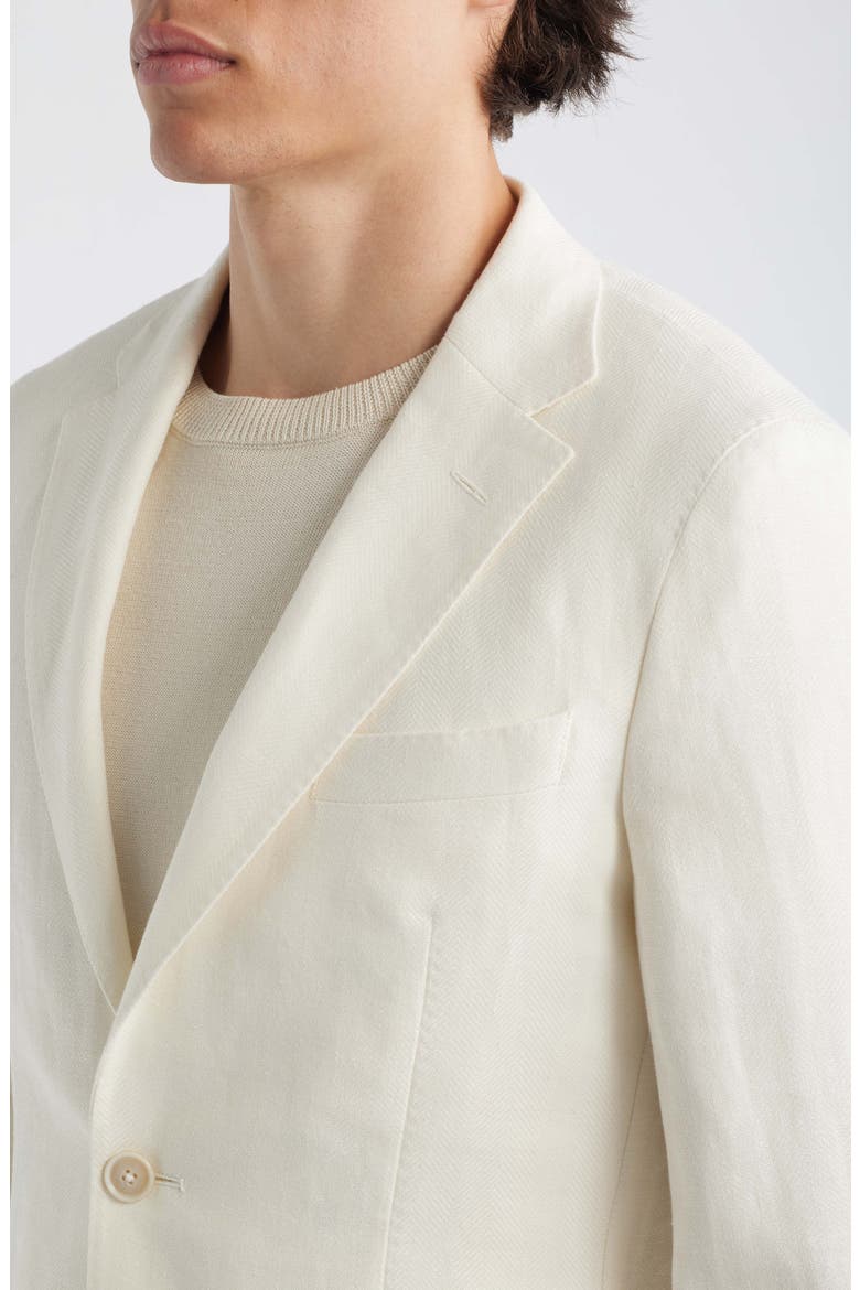 Heston Slim Fit Off White Wool & Linen Herringbone Sport Coat, Alternate, color, OPEN WHITE