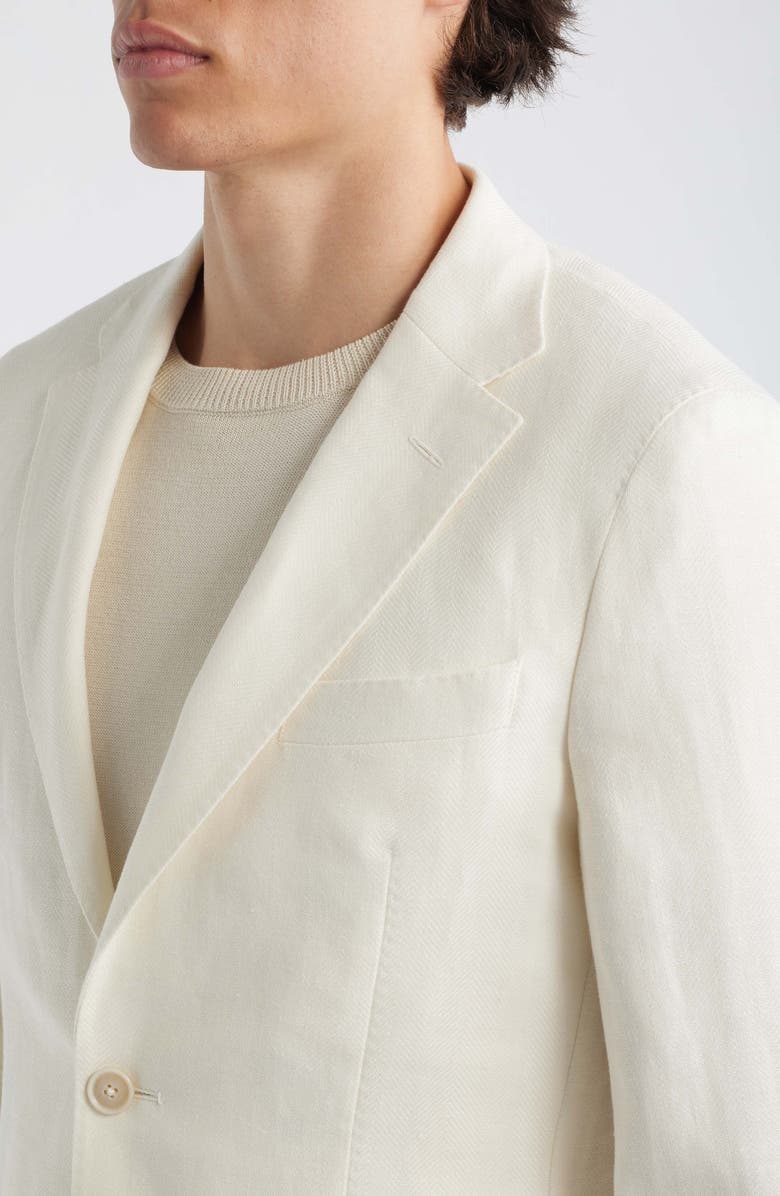 BOSS Camel Heston Slim Fit Off White Wool & Linen Herringbone Sport Coat, Alternate, color, Open White