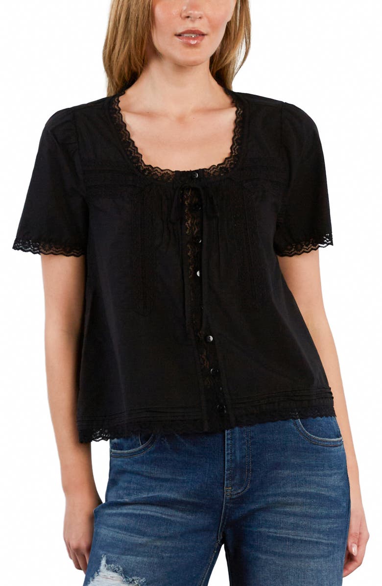Billy T Cottage Lace Top, Alternate, color, Black Beauty
