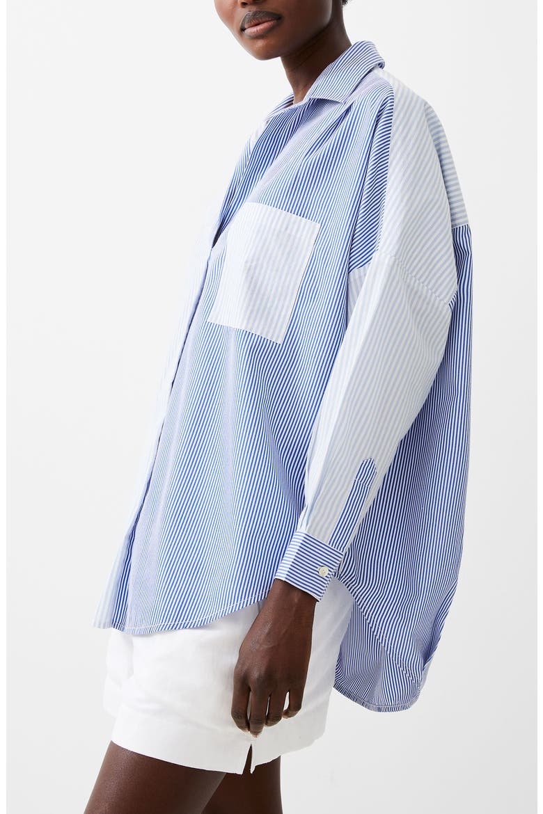 Mixed Stripe Popover Shirt, Alternate, color, LIGHT LINEN NAVY