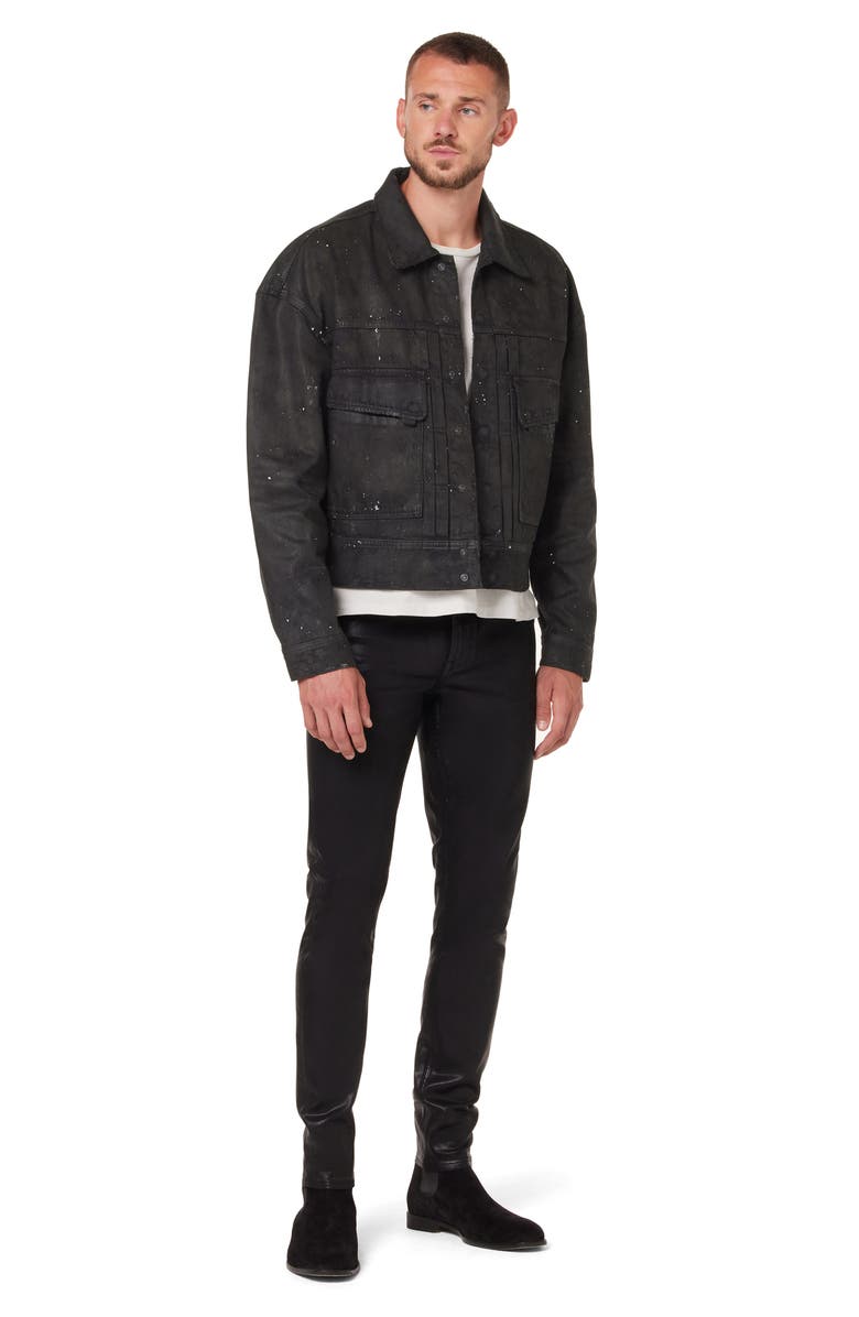 Hudson Jeans Boxy Paint Splatter Crop Denim Trucker Jacket, Alternate, color,