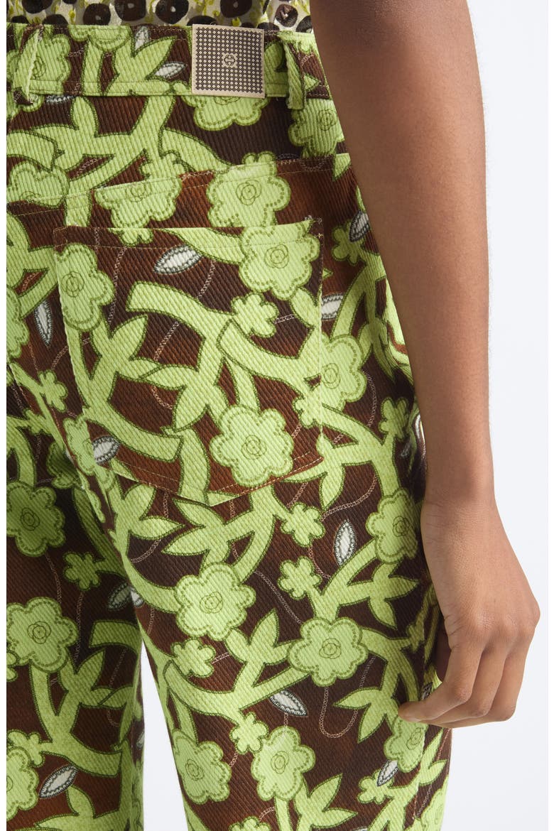 Roux Floral Low Rise Straight Leg Cotton Twill Pants, Alternate, color, BROWN MULTI