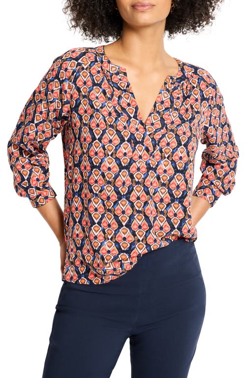 Nic + Zoe Nic+zoe Harvest Ikat V-neck Top In Multi