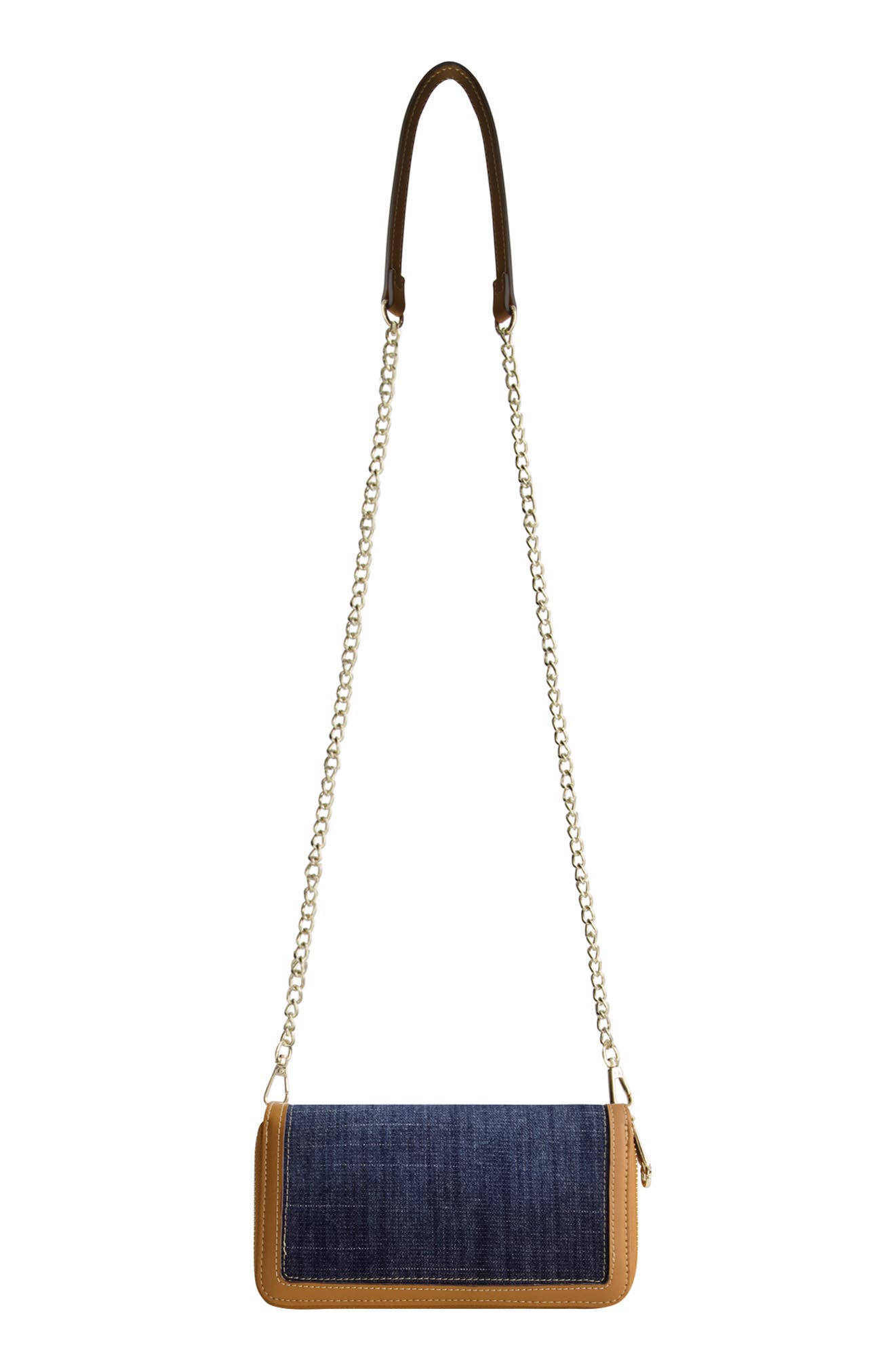 Buddha Patch Double Zip Chain Wallet, Alternate, color, DARK DENIM