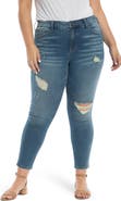 SLINK Jeans Ripped High Waist Ankle Skinny Jeans