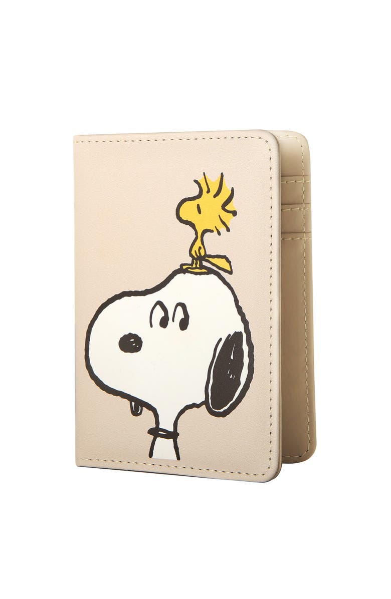 PEANUTS Snoopy Woodstock Passport Holder, Main, color, Beige