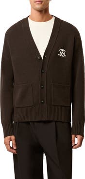 Reiss Morris Embroidered Wool Cardigan