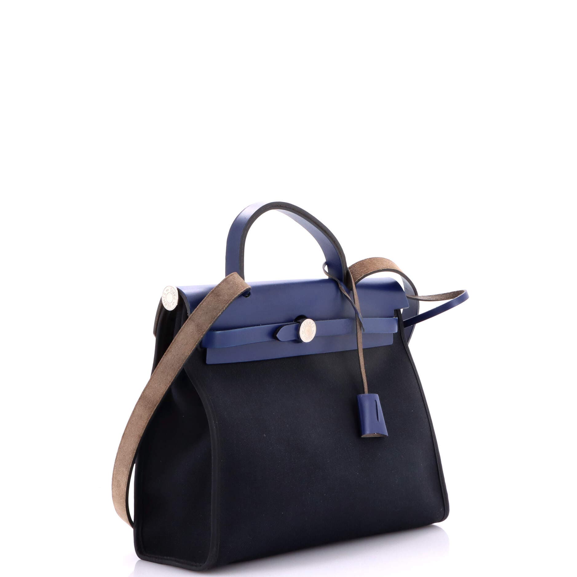 Pre-Owned Hermes Herbag Zip Leather and Toile 31, Alternate, color, Noir