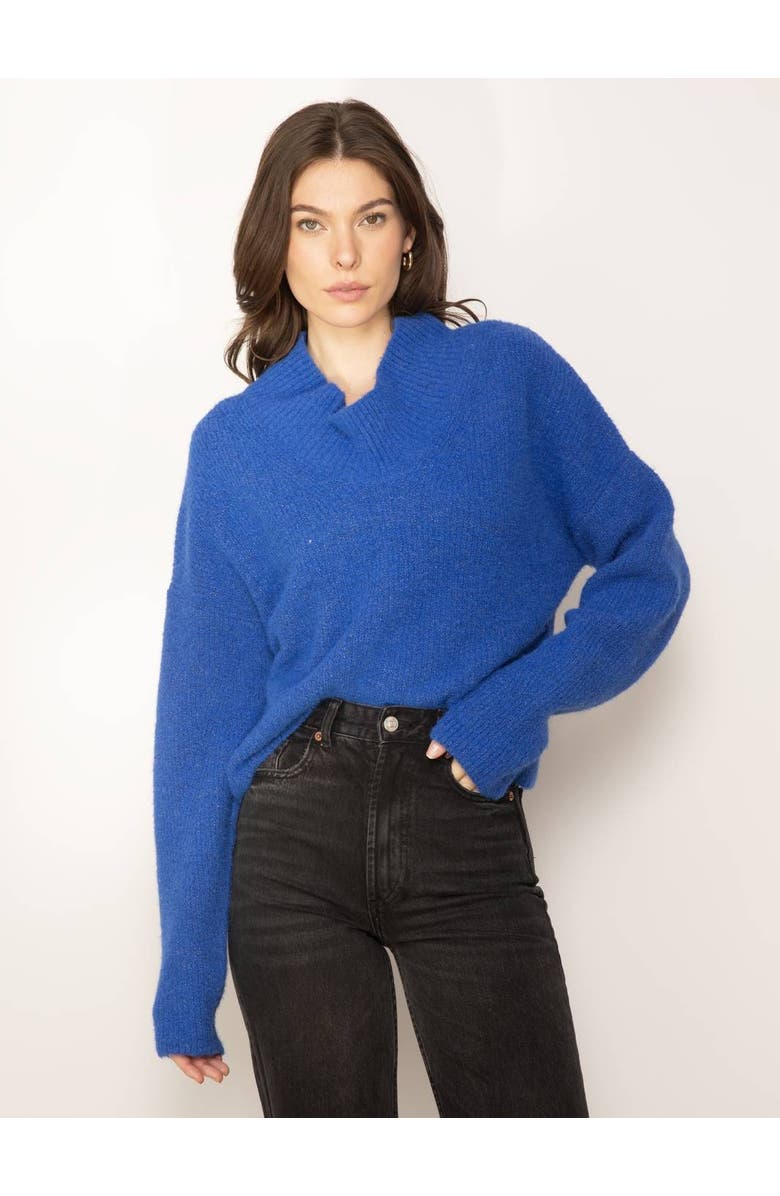 Central Park West Hugo Cabled Turtleneck, Main, color, Cobalt