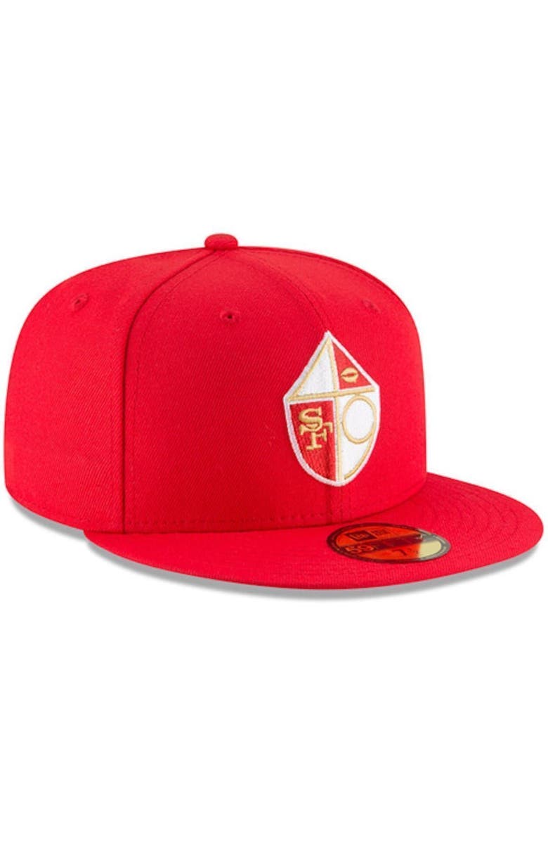 New Era Men's New Era Scarlet San Francisco 49ers Omaha Throwback 59FIFTY Fitted Hat, Alternate, color, Scarlet