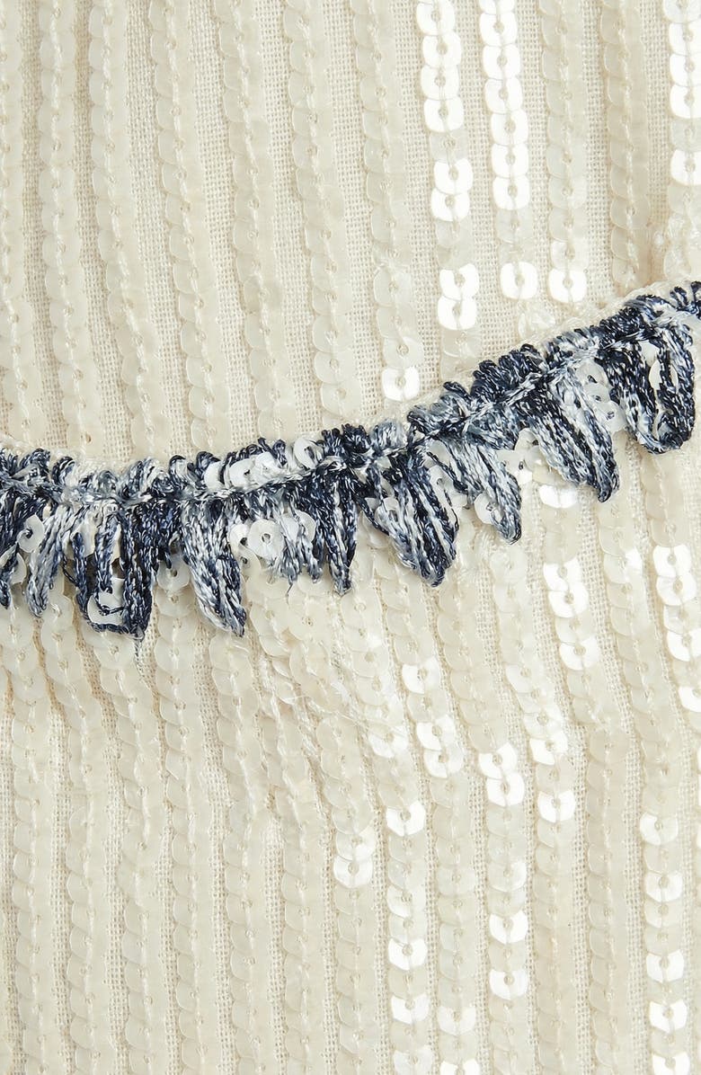 Modenaire Sleeveless Sequin Knit Mini Dress, Alternate, color, Ivory / Dark Trim