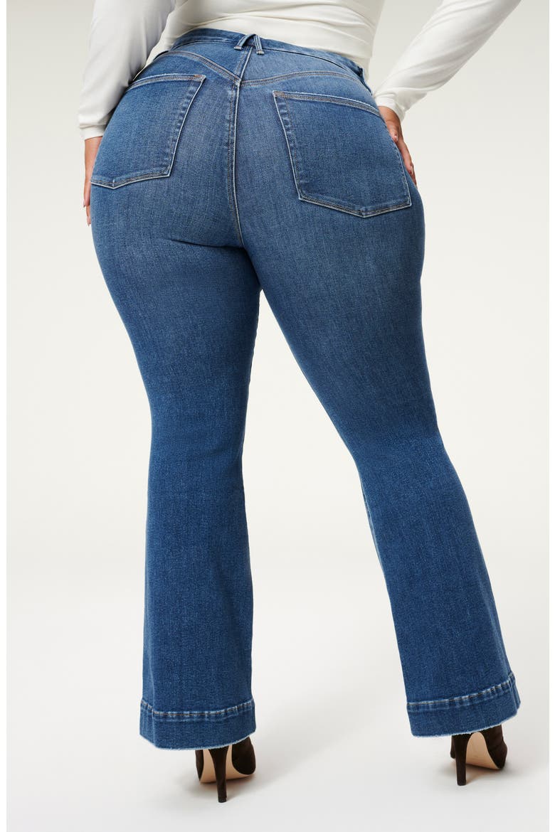 Good Legs High Waist V-Back Flare Jeans, Alternate, color, BLUE843