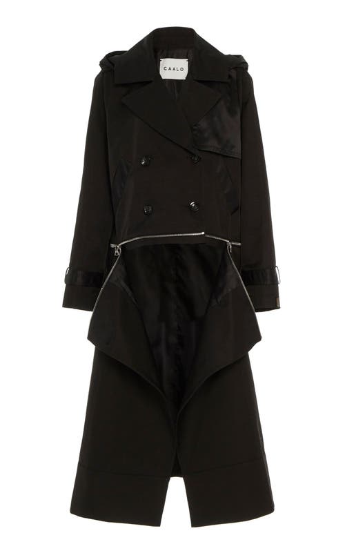 Caalo Water-resistant Convertible Sustainable Trench Coat In Black