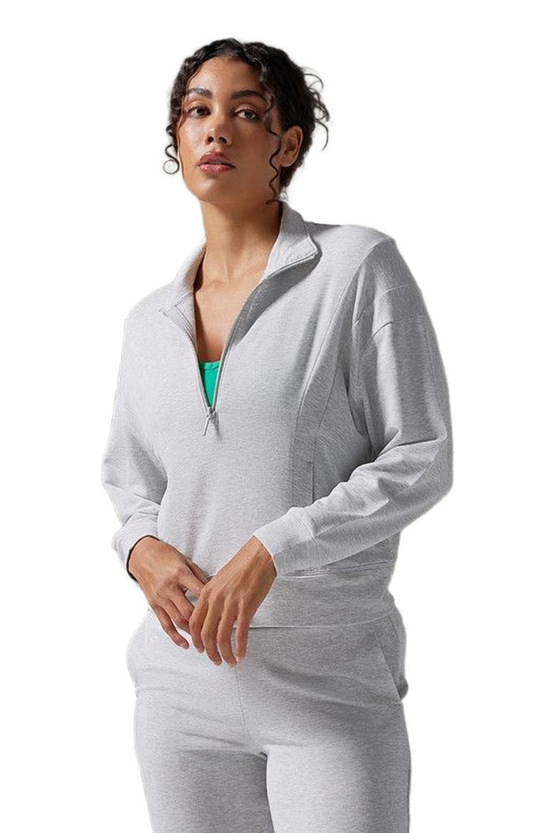 3/4 Zip Cozy Fleece Pullover, Alternate, color, ASH