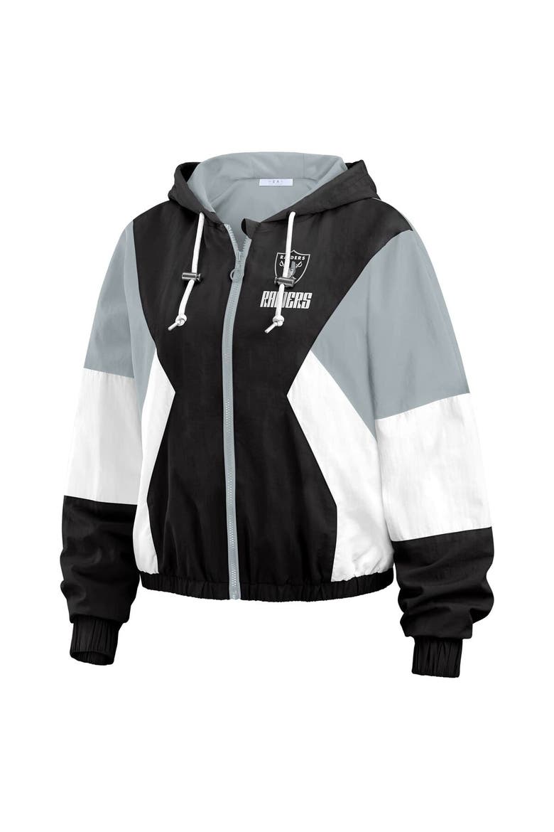 Women's WEAR by Erin Andrews  Black Las Vegas Raiders Color Block Full-Zip Windbreaker Jacket, Alternate, color, Black