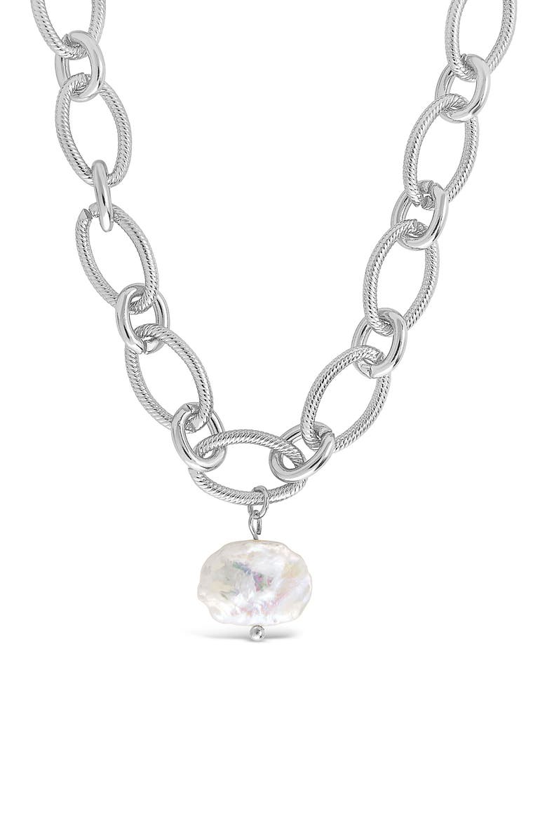 Sterling Forever Genuine Pearl Pendant Necklace, Alternate, color, 
