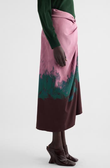 Dries Van Noten Sidra Twist Front Stretch Silk Skirt | Nordstrom