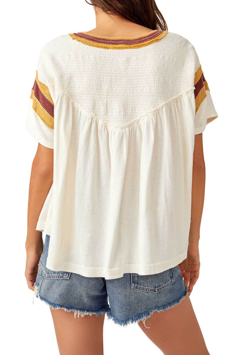 Free People MVP Stripe Detail Cotton Knit Top, Alternate, color, Vintage White Combo