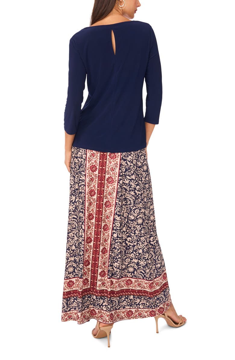 Vince Camuto V-Neck Stretch Jersey Top, Alternate, color, Classic Navy