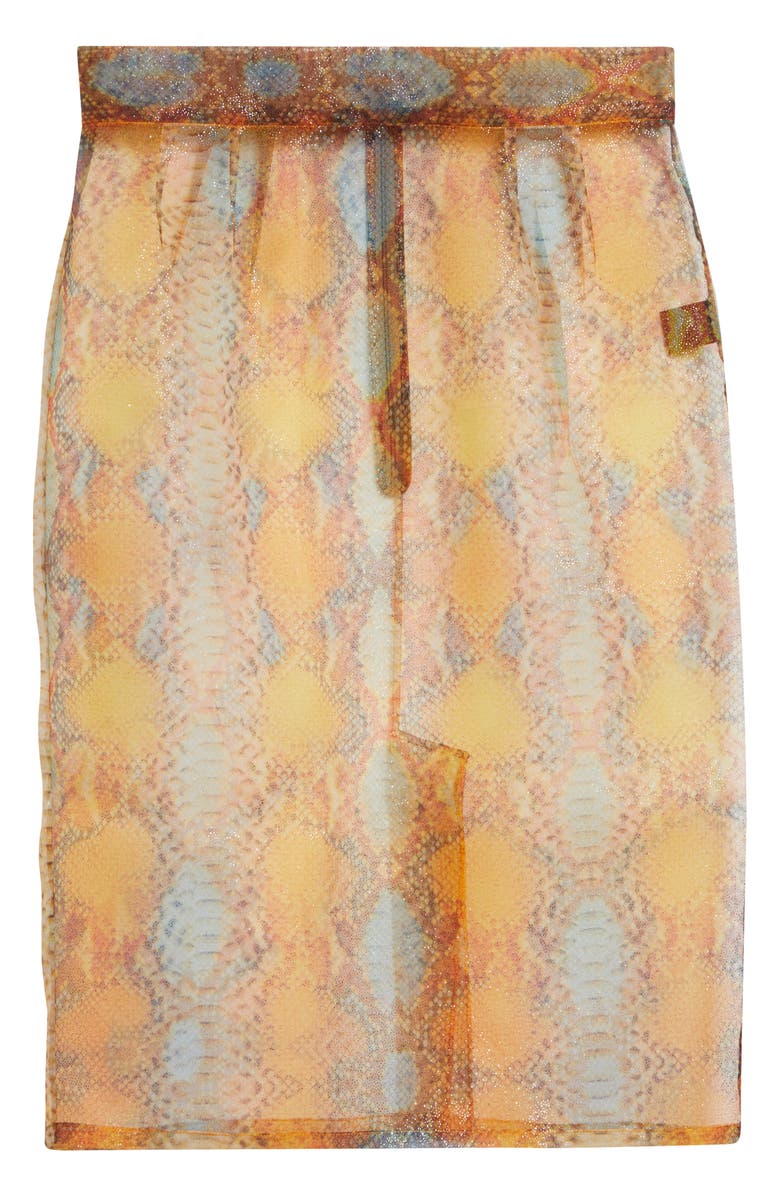 LaQuan Smith Shimmer Snakeskin Print Sheer Pencil Skirt, Main, color, Snake