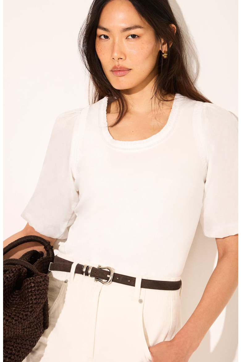 Cotton Puff Sleeve Top, Alternate, color, Ivory